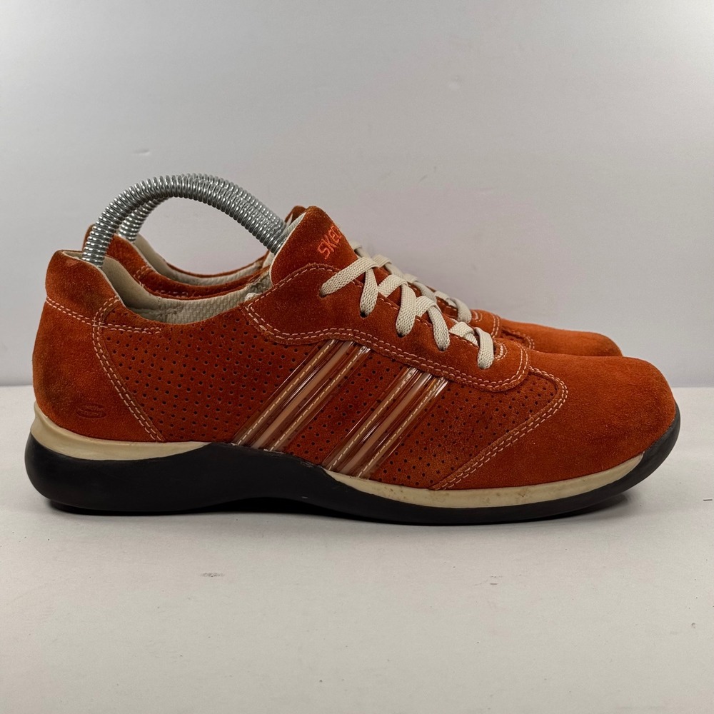 Skechers Somethin Else Vintage Rust Orange Suede Sneakers 35196 Women's 8.5 Y2K